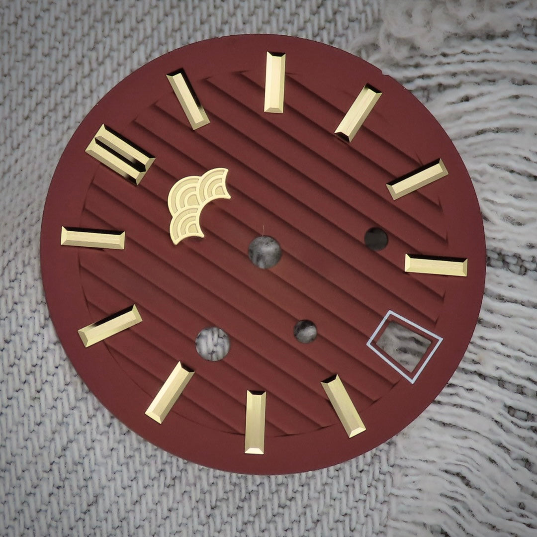 Dial Maker -Plated Red Geneva stripes Dial For Seiko Mod
