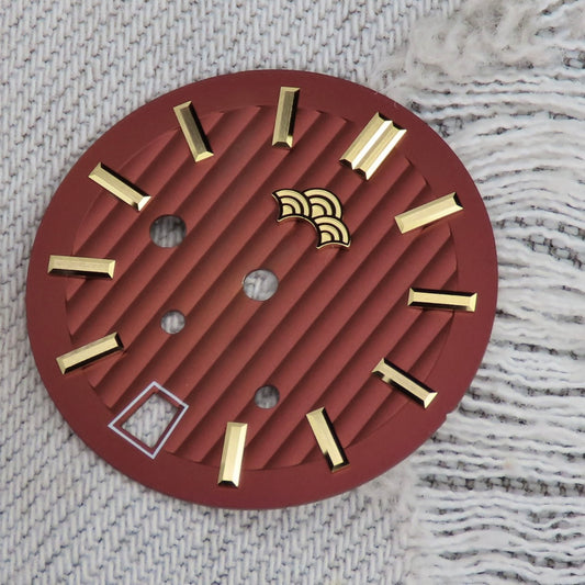 Dial Maker -Plated Red Geneva stripes Dial For Seiko Mod