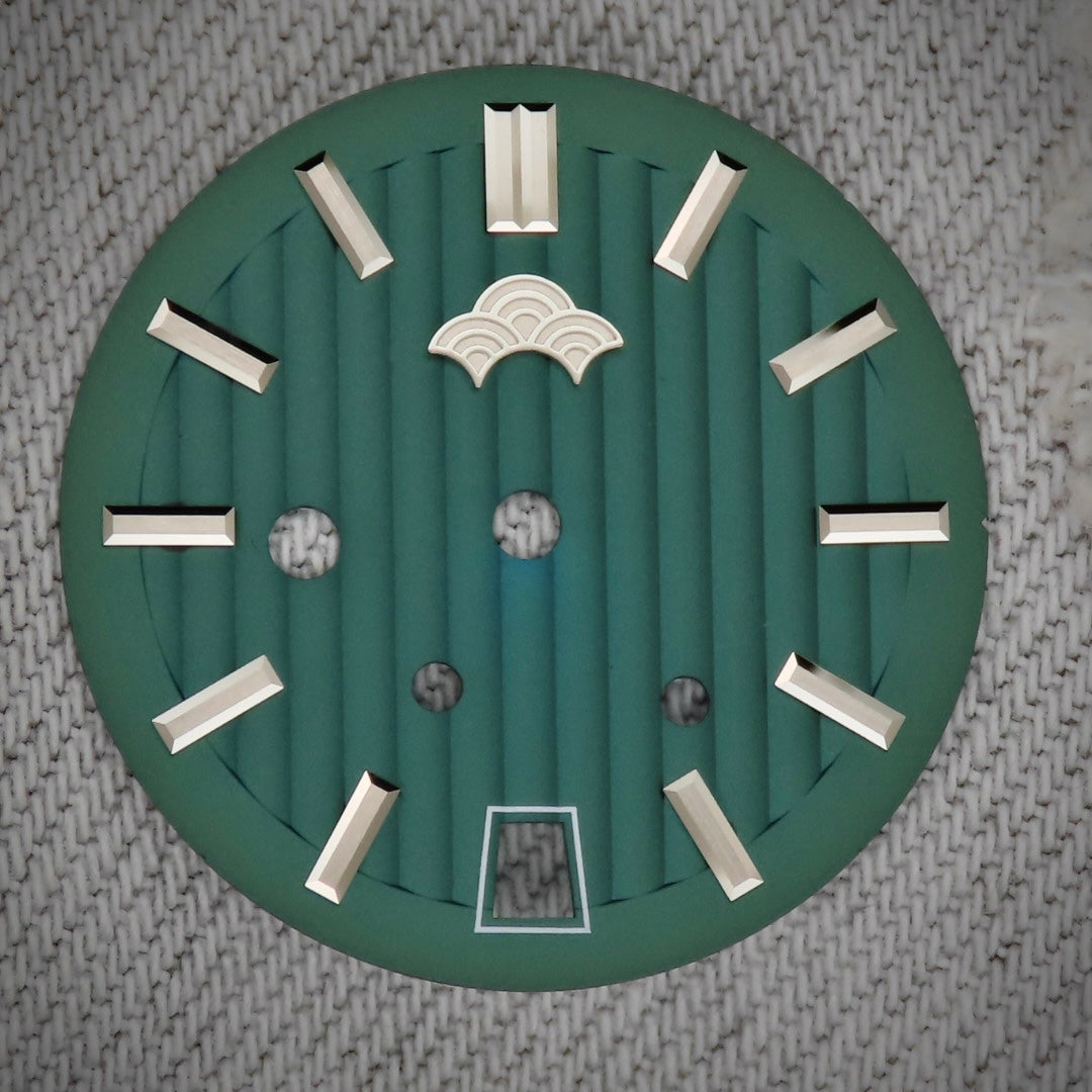 Dial Maker -Plated Green Geneva stripes Dial For Seiko Mod