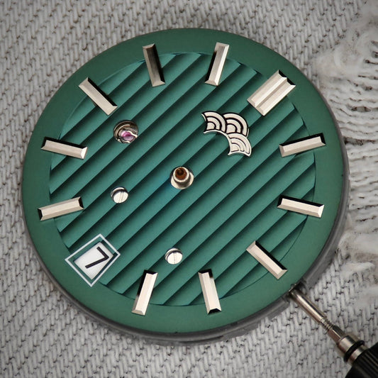 Dial Maker -Plated Green Geneva stripes Dial For Seiko Mod