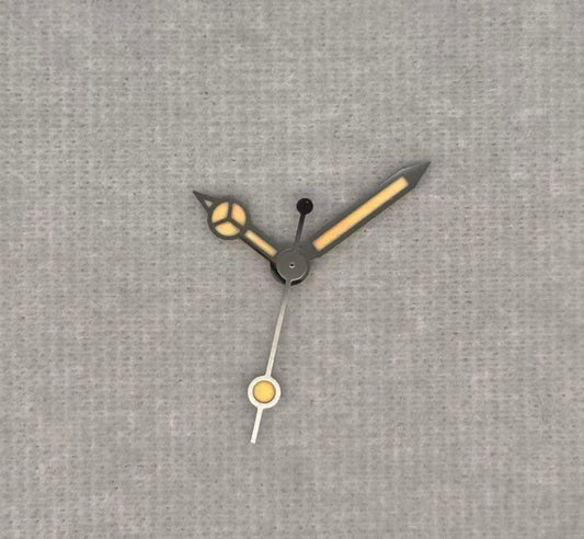 Dial Maker - Gun Mercedes Hands With Vintage Lume for Seiko Mods