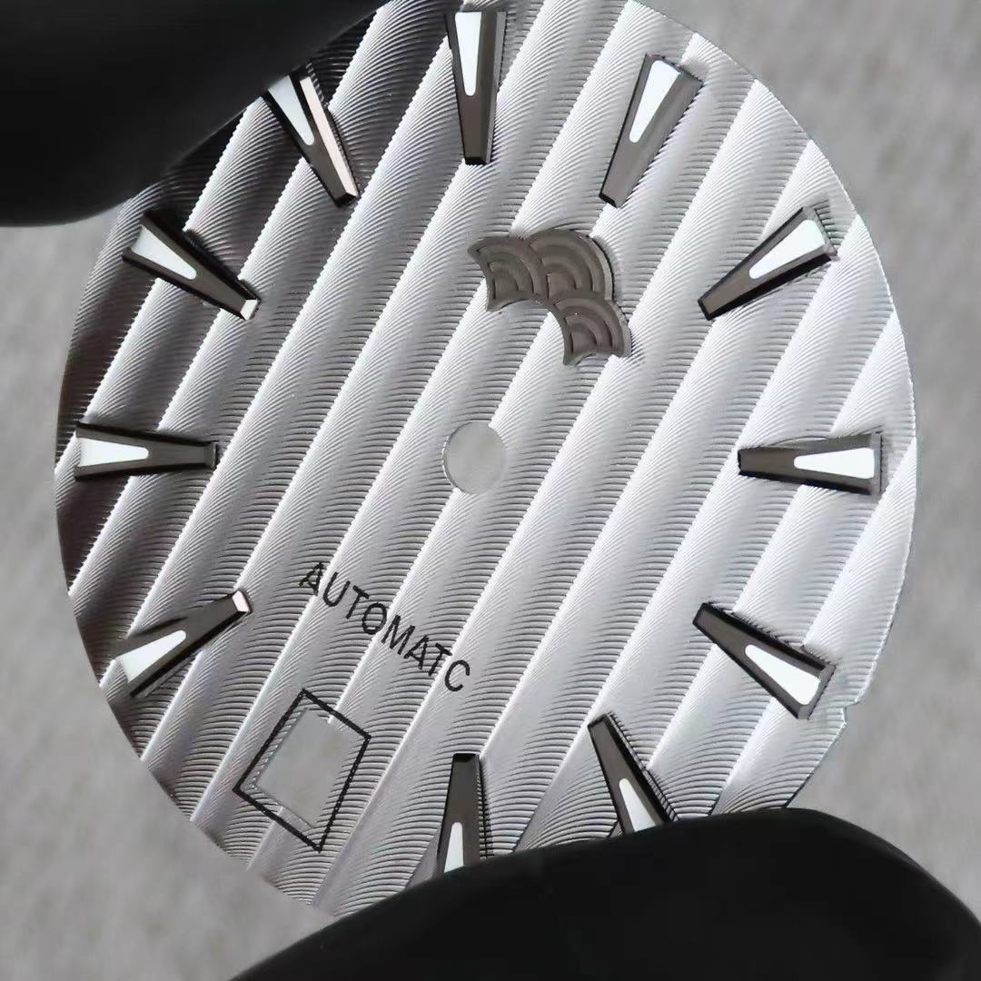 Dial Maker -Plated Silver Geneva stripes Dial For Seiko Mod