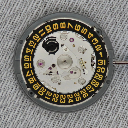 Seiko (TMI) NH35 Automatic Movement (Black with Yellow date wheel )