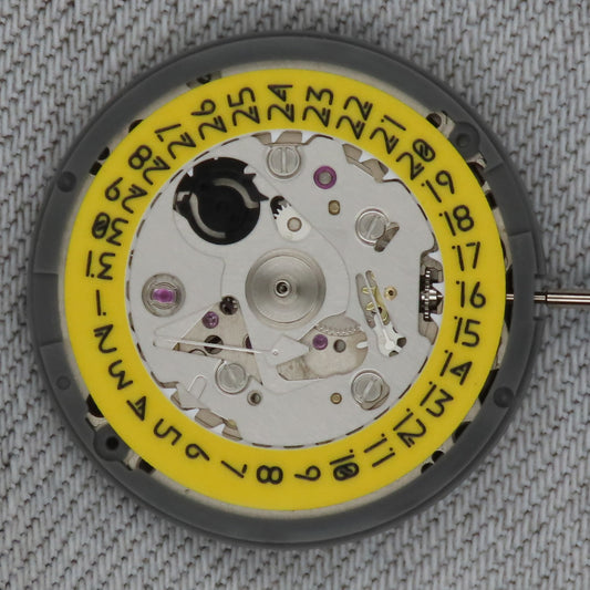 Malaysia Made-Seiko (TMI) NH35 Movement With Full Yellow Lume date wheel