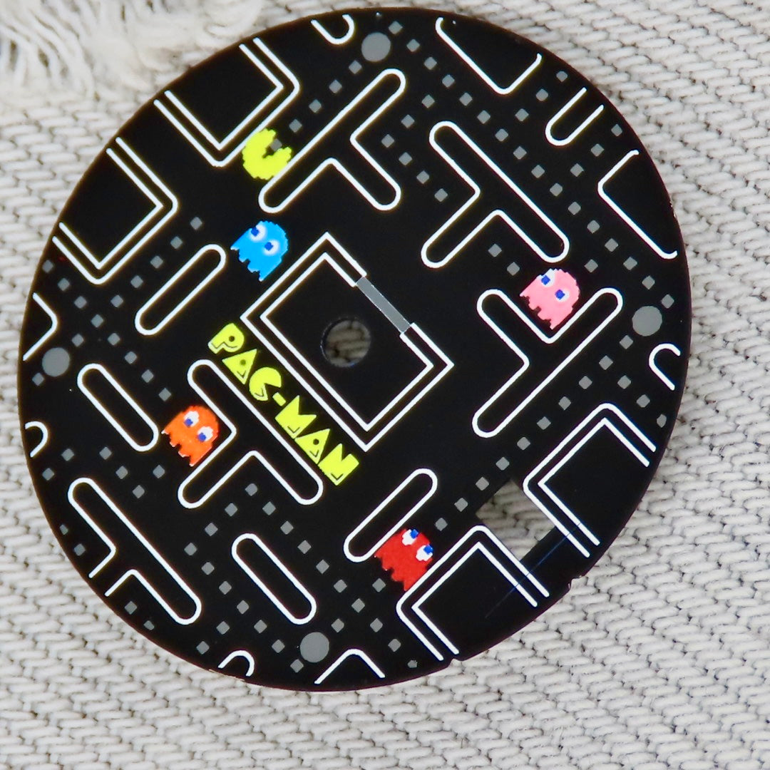 Dial maker - Pac Man Dial Game Dial ,Matte Black with White/Grey (No Lume)