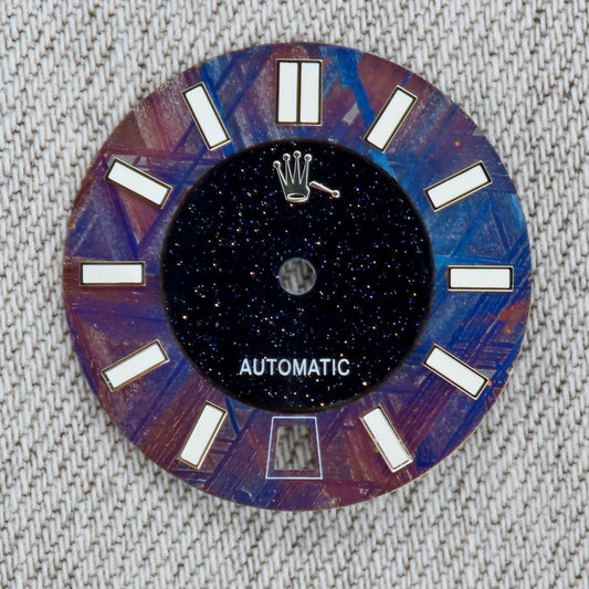 Dial maker - Burned/ Blue Purple Meteorite combined with blue gold stone dial