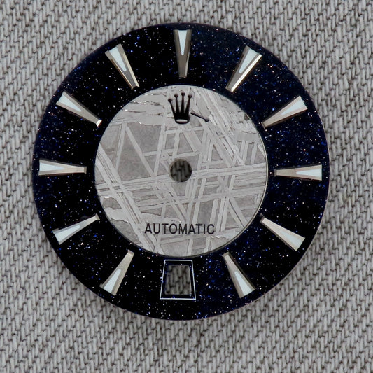 Dial maker - Grey/Natural Meteorite combined with blue gold stone dial