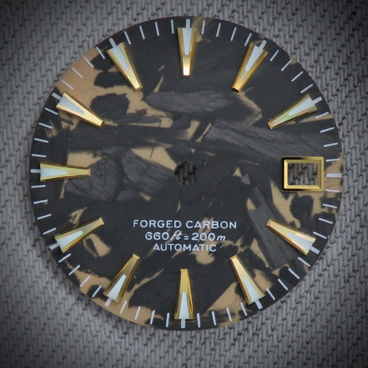 Dial Maker - Full C3 Lume Black/Khaki Forged Carbon Dial For Seiko Mod