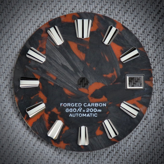 Dial Maker - Full BGW9 Lume Black/Orange Forged Carbon Dial For Seiko Mod
