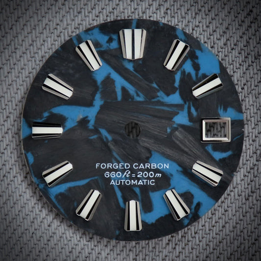 Dial Maker - Full BGW9 Lume Black/Blue Forged Carbon Dial For Seiko Mod