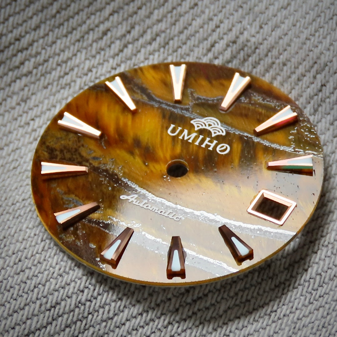 Dial Maker - Yellow Tiger's Eye Stone Dial for NH Movement