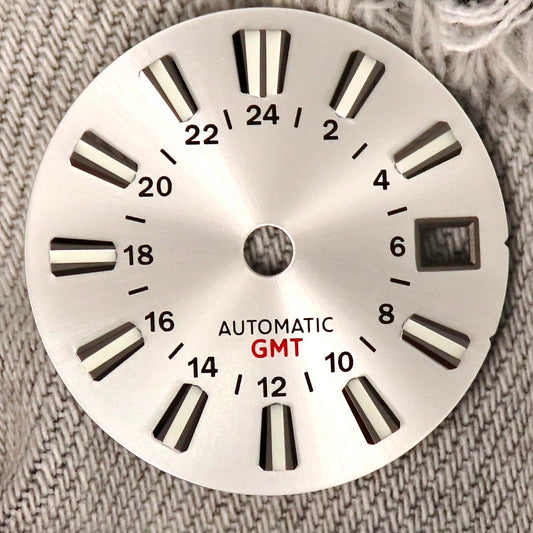 Dial Maker - Silver Sunburst GMT Dial for NH34