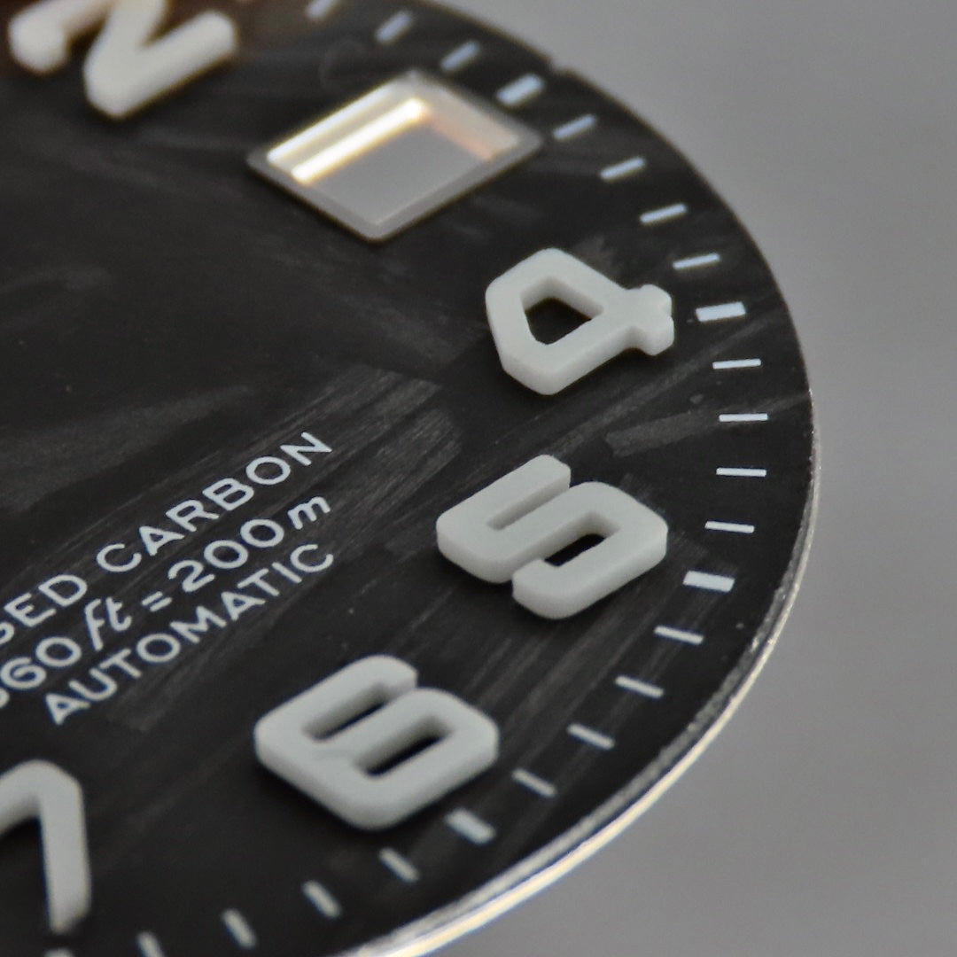 Dial Maker - Black Forged Carbon Dial with Metallic Veining BGW9 Lume