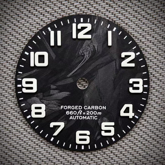 Dial Maker - Black Forged Carbon Dial BGW9 Lume Indices