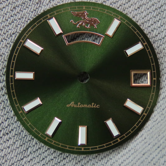 Dial maker - Green sunburst dial With Full lume day /date wheel for NH36