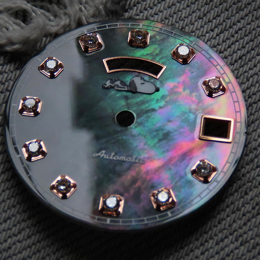 Dial maker - Black MOP dial with Gemstone / Full BGW9 lume day / date wheel For Seiko NH36 Movement