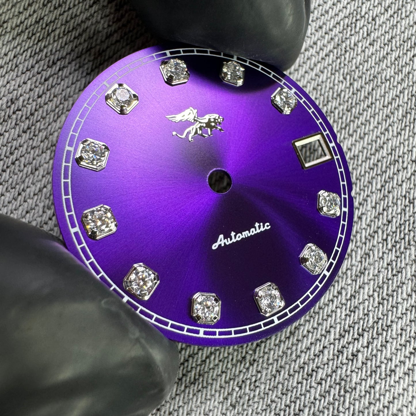 Dial maker - Purple Sunburst dial with white Gemstone