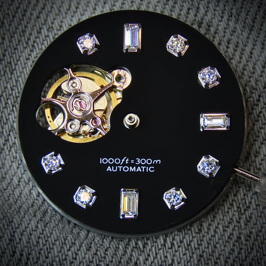 Dial maker - Matte Black dial with white Gemstone