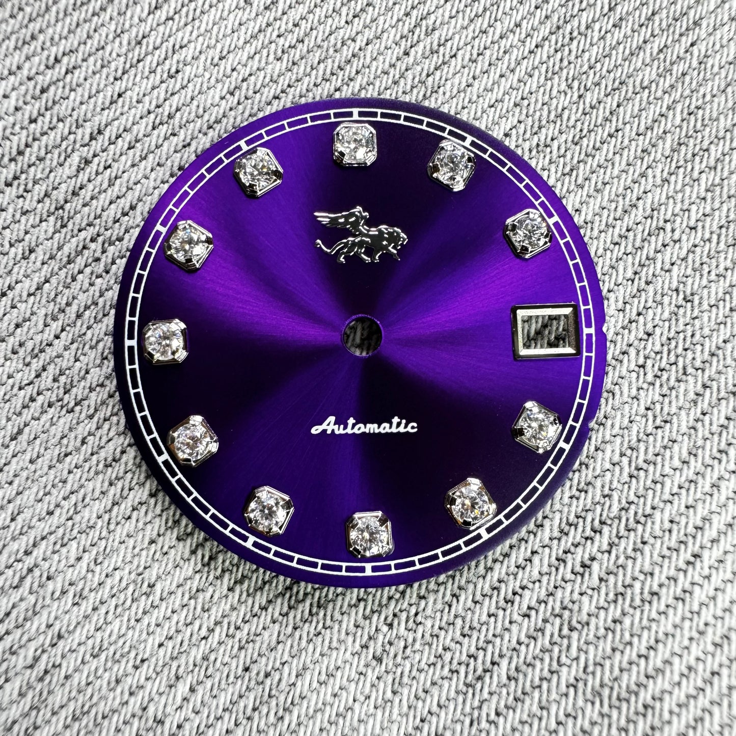 Dial maker - Purple Sunburst dial with white Gemstone