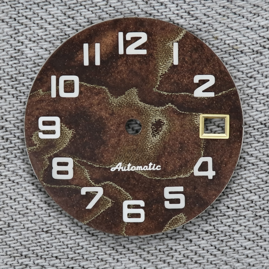 Dial Maker - Brown Pearlescent Resin Dial with Metallic Veining BGW9 Lume