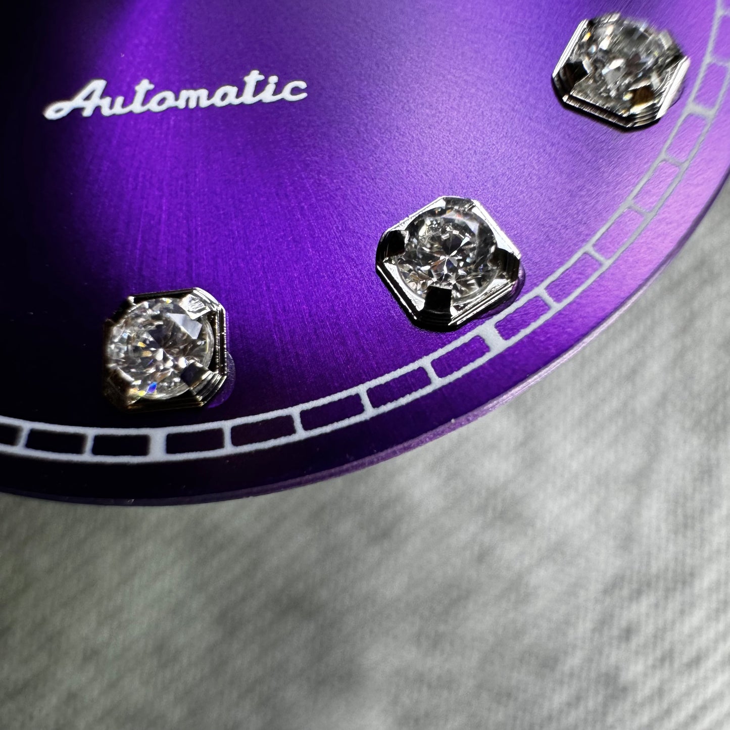 Dial maker - Purple Sunburst dial with white Gemstone