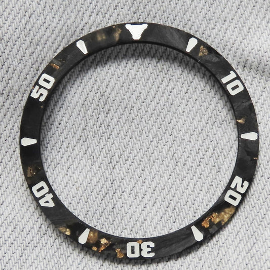 Dial Maker - Sloped Gold Leaf Forge Carbon Bezel Insert for Seiko SKX007