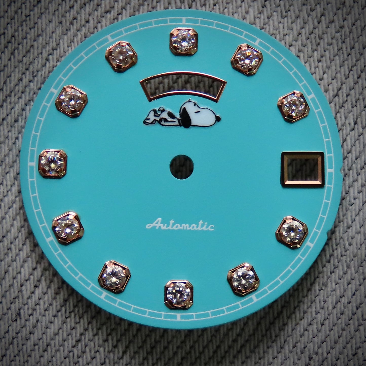 Dial maker - Sky Blue dial with white Gemstone / Full BGW9 lume day / date wheel For Seiko NH36 Movement