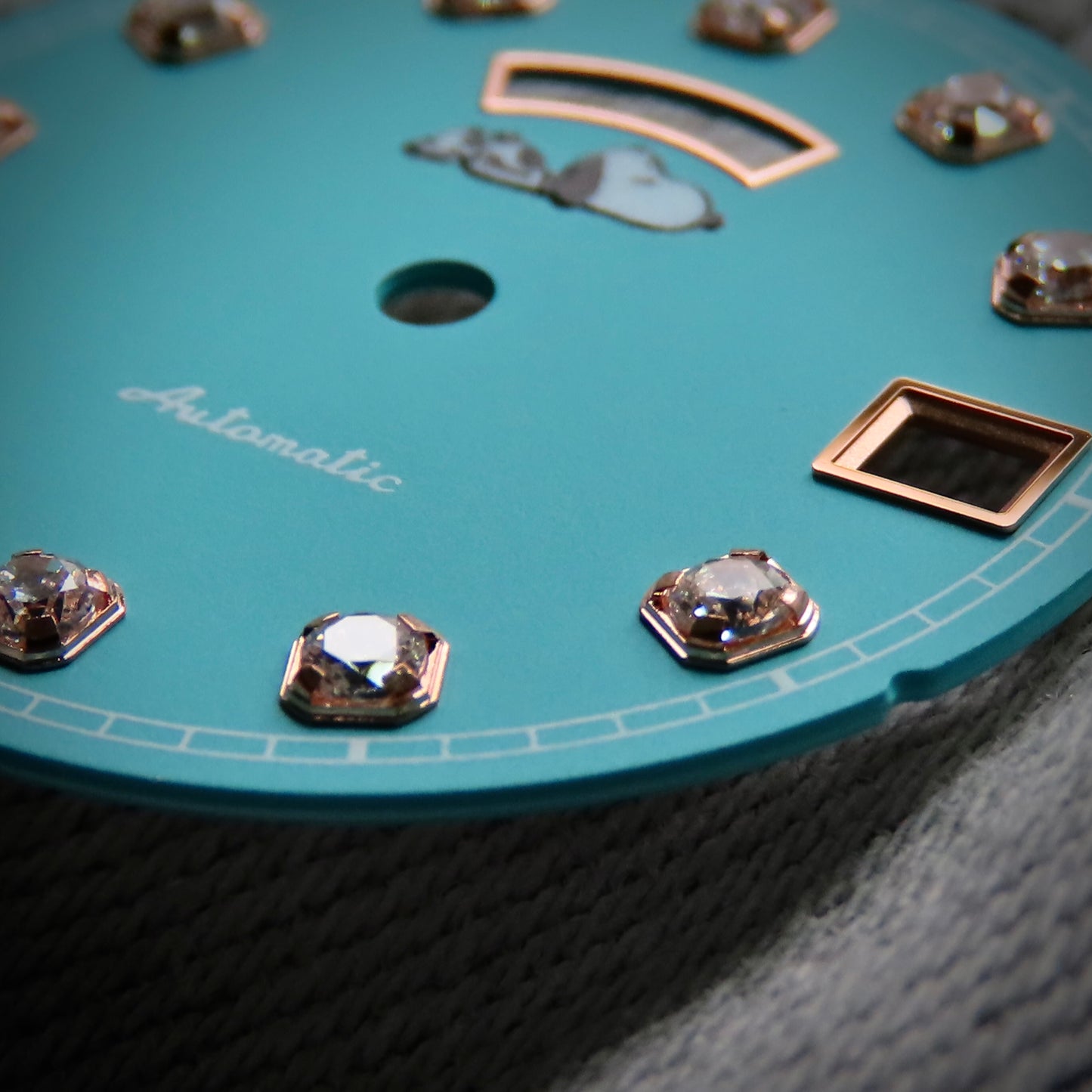 Dial maker - Sky Blue dial with white Gemstone / Full BGW9 lume day / date wheel For Seiko NH36 Movement