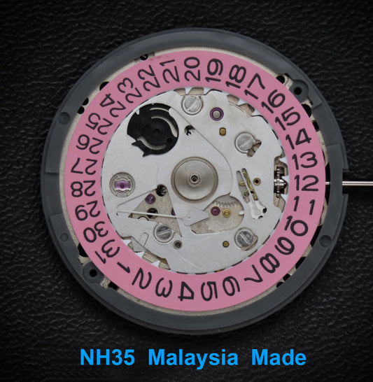 Malaysia Made - Seiko (TMI) NH35 Movement  Pink Date wheel