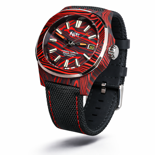 Dial Maker - DM05 Damascus Carbon Watch Red/Black-Japan Made Movement NH35