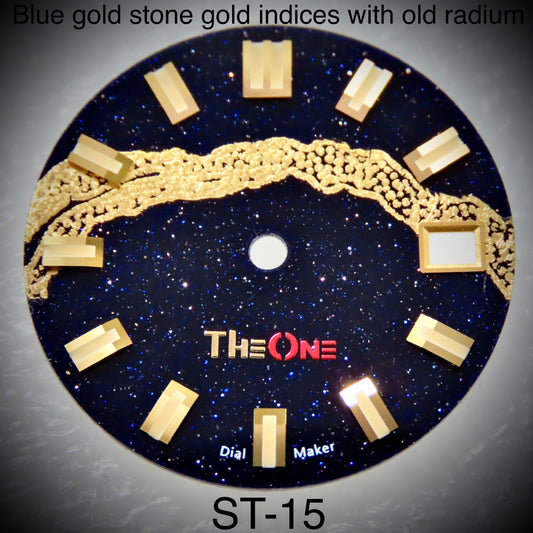 Dial maker - Blue gold Stone dial With Gold leaf For Seiko mod