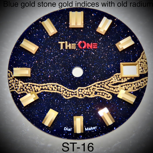Dial maker - Blue gold Stone dial With Gold leaf For Seiko mod