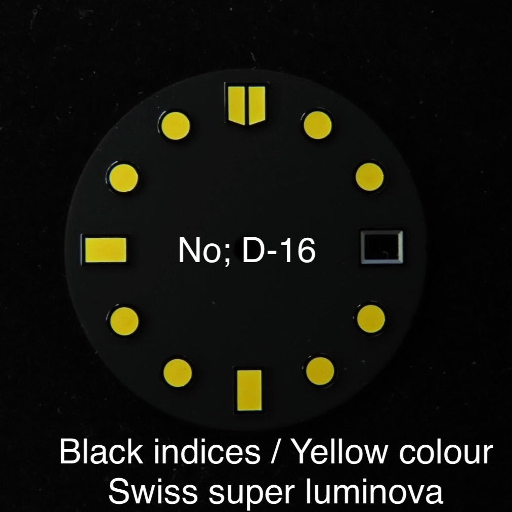 Dial maker Matte Black Dial with Black-Lined Indices and Yellow Lume