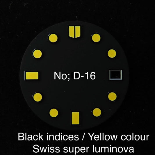 Dial maker - Matte Black Dial with Black-Lined Indices and Yellow Lume
