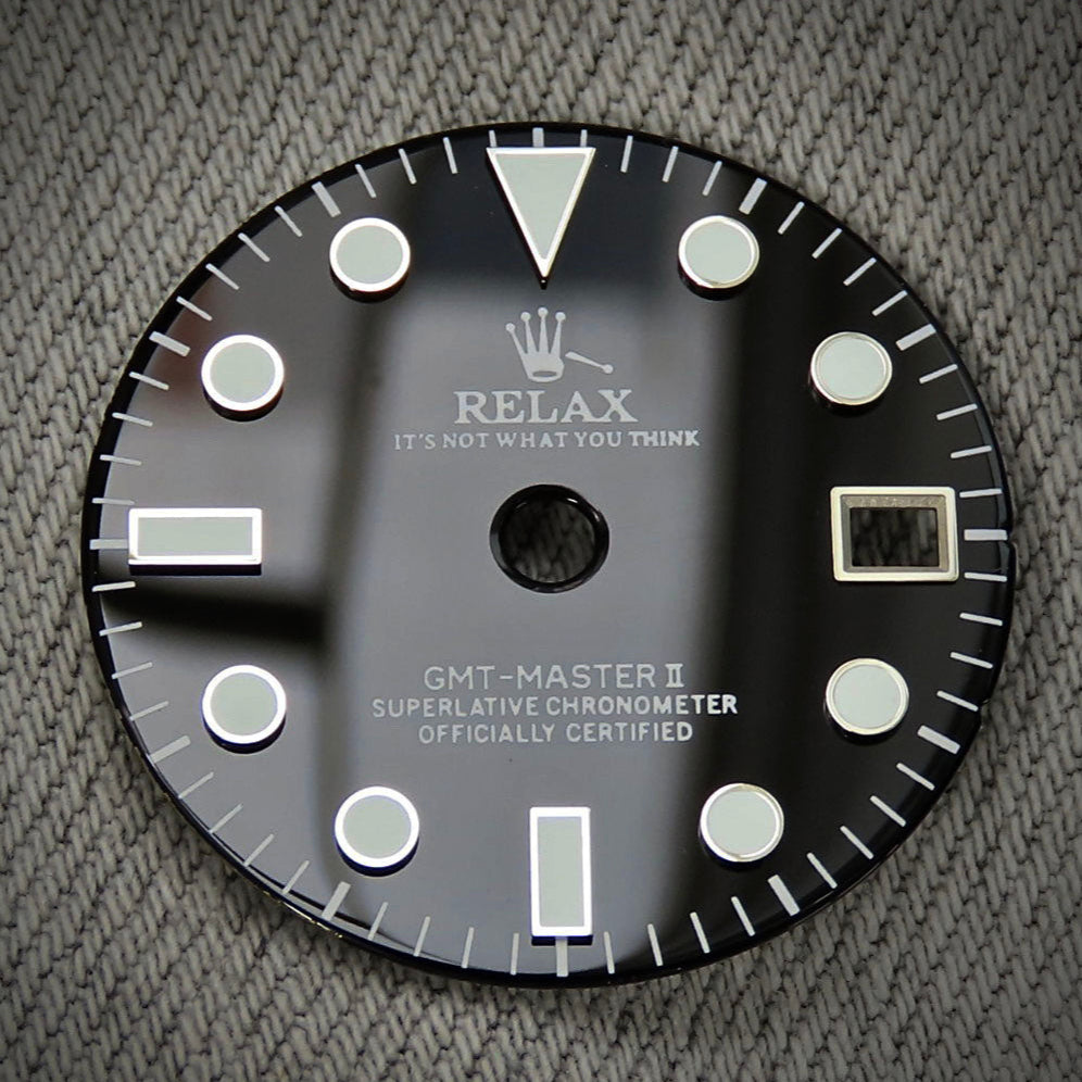 Dial Maker - GMT Black Enamel Relax Dial for seiko mod