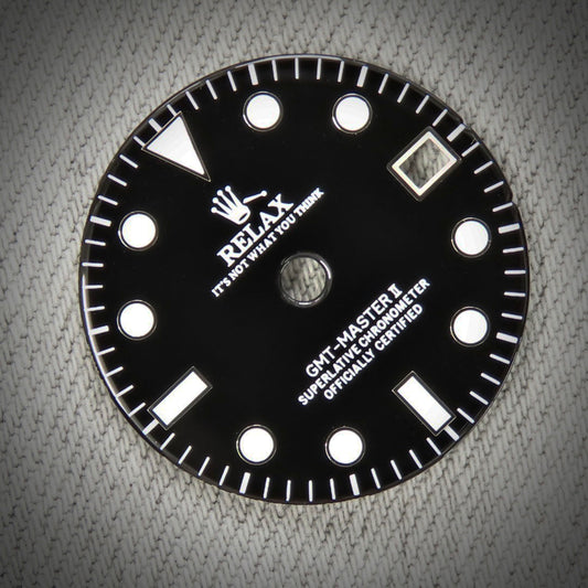 Dial Maker - GMT Black Enamel Relax Dial for seiko mod