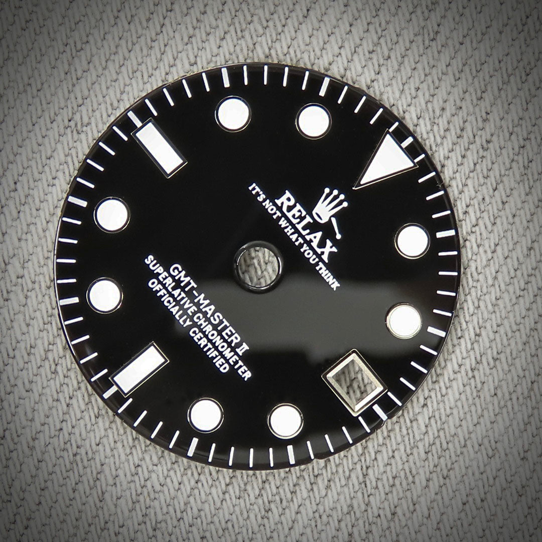Dial Maker - GMT Black Enamel Relax Dial for seiko mod