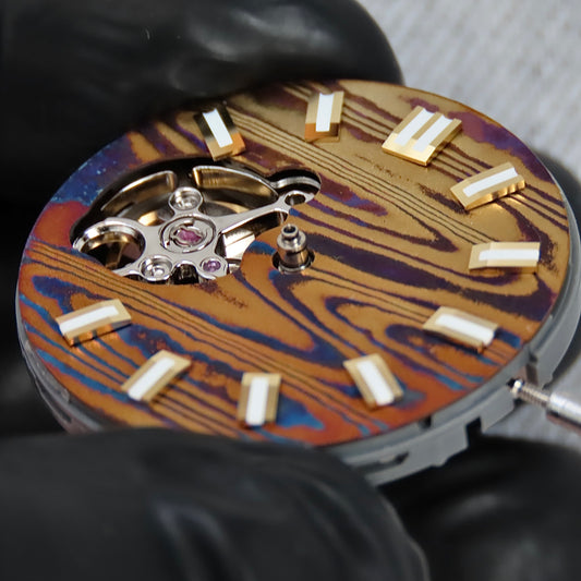 Dial Maker - Burned Pattern Damascus (Open Heart) For Seiko NH38 Movement