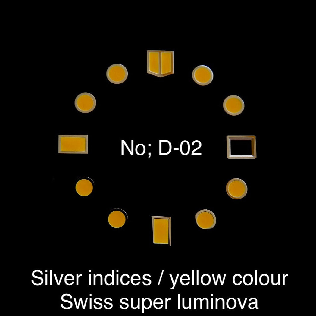 Dial maker - Silver Indices with yellow Swiss super Luminova