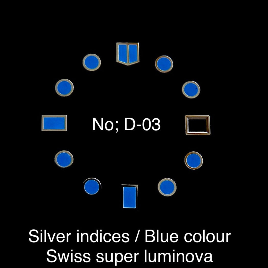 Dial maker - Silver Indices with Blue Swiss super Luminova