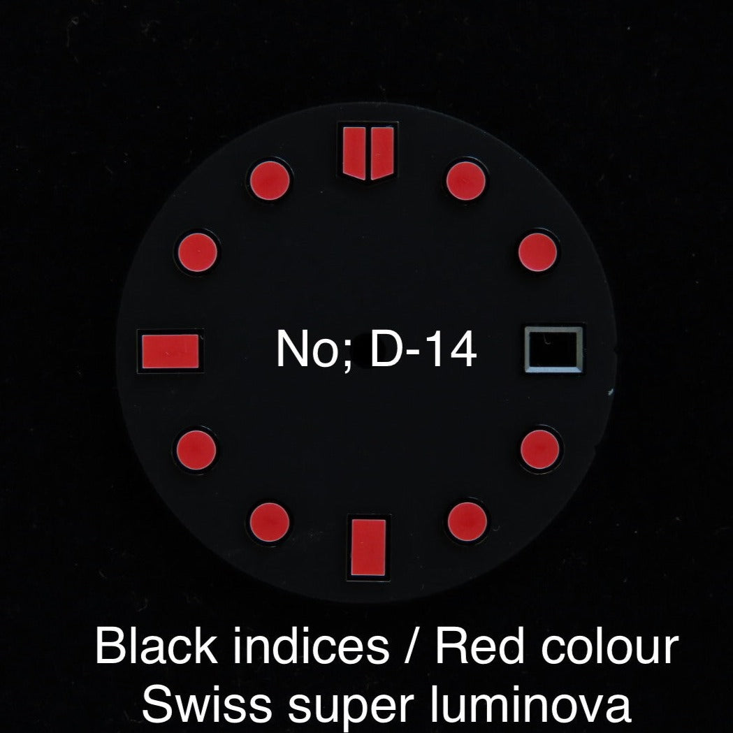 Dial maker - Black Indices with Red Swiss super Luminova