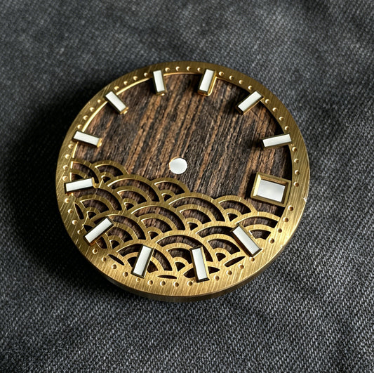 Dial Maker - Natural Wooden / Seigaiha Wave Dial  for NH35  Movement Custom Mod