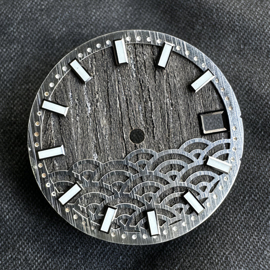 Dial Maker - Natural Wooden / Seigaiha Wave Dial  for NH35  Movement Custom Mod
