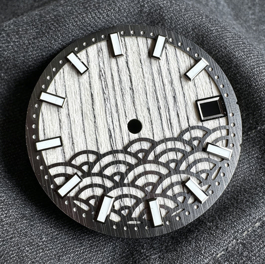 Dial Maker - Natural Wooden / Seigaiha Wave Dial  for NH35  Movement Custom Mod