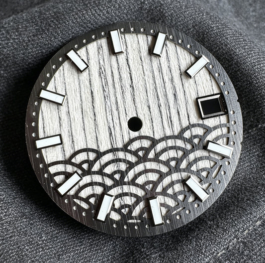 Dial Maker - Natural Wooden / Seigaiha Wave Dial  for NH35  Movement Custom Mod