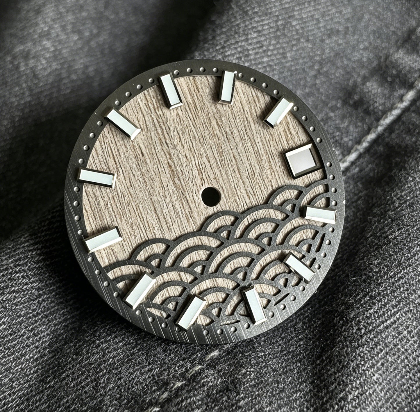 Dial Maker - Natural Wooden / Seigaiha Wave Dial  for NH35  Movement Custom Mod