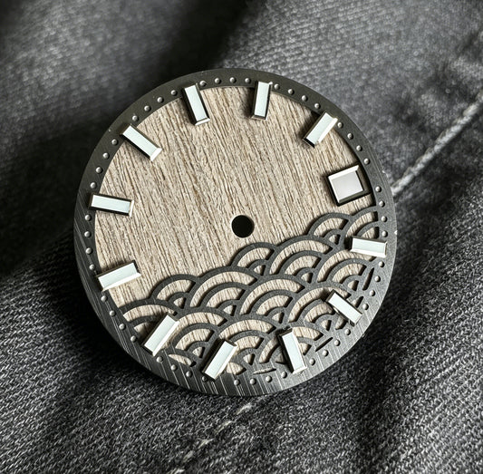 Dial Maker - Natural Wooden / Seigaiha Wave Dial  for NH35  Movement Custom Mod