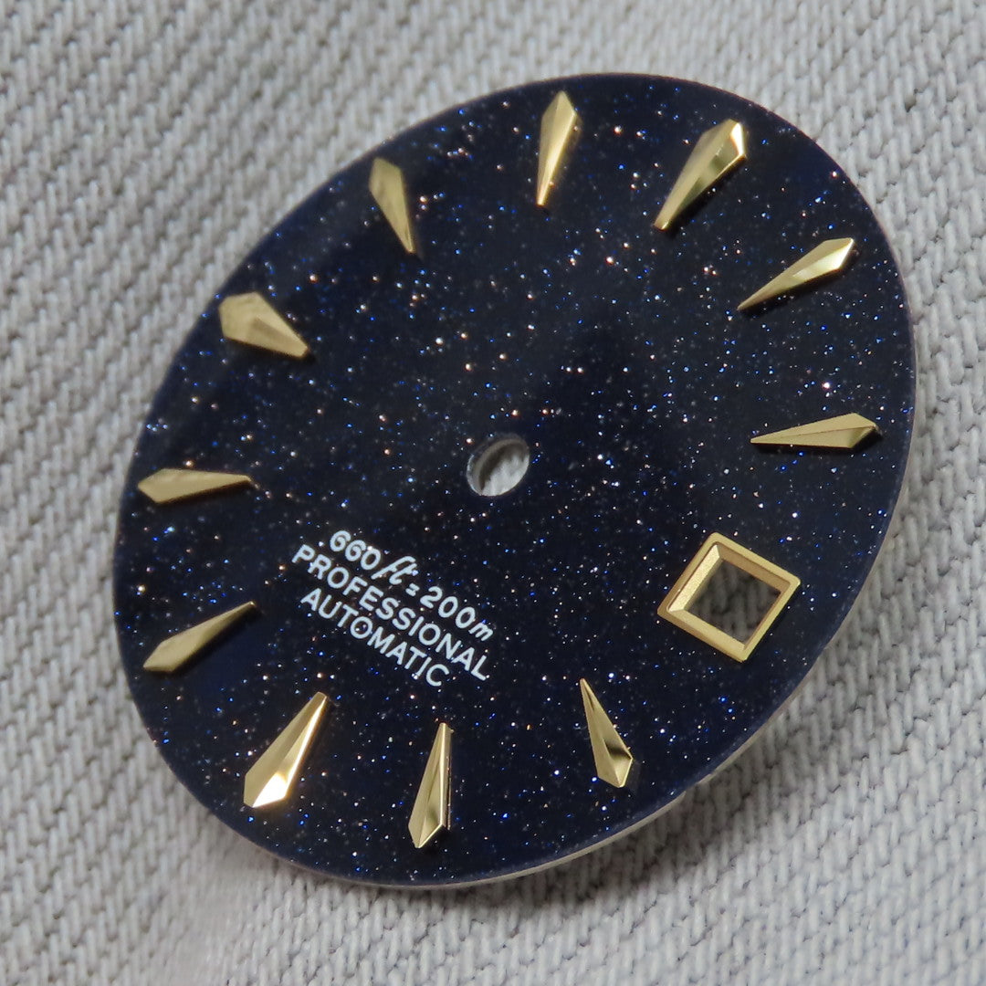 Dial maker - Blue gold Stone dial With gold Indices For Seiko