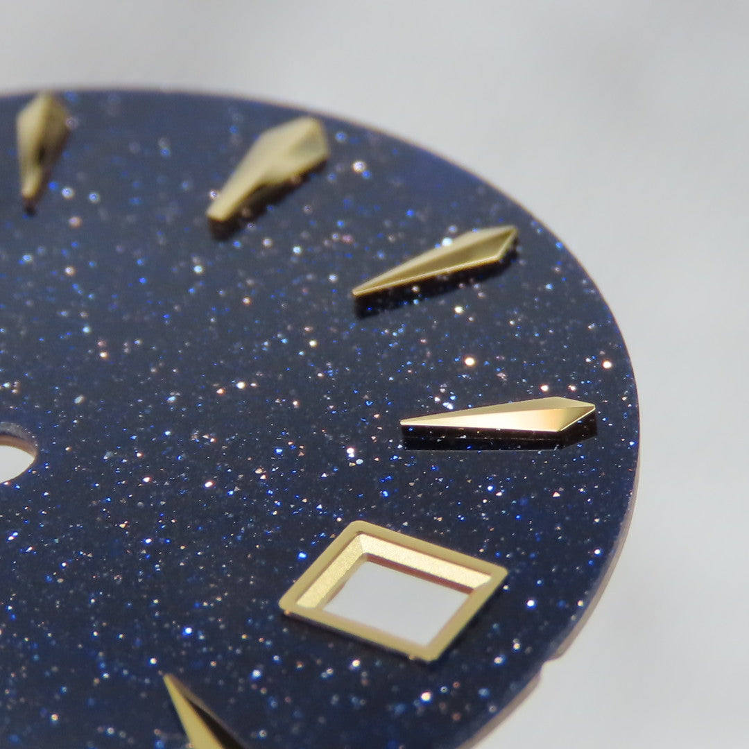 Dial maker - Blue gold Stone dial With gold Indices For Seiko