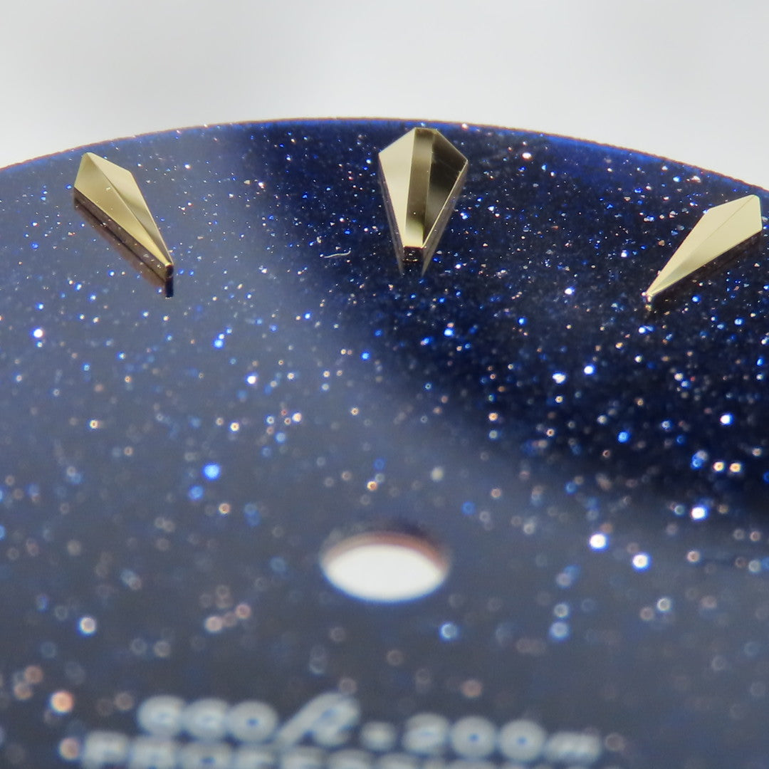 Dial maker - Blue gold Stone dial With gold Indices For Seiko